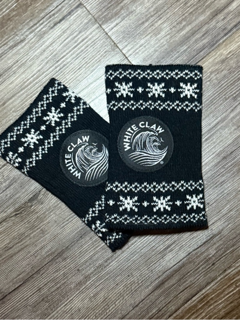 White Claw Black & White Knit Wrist Warmers